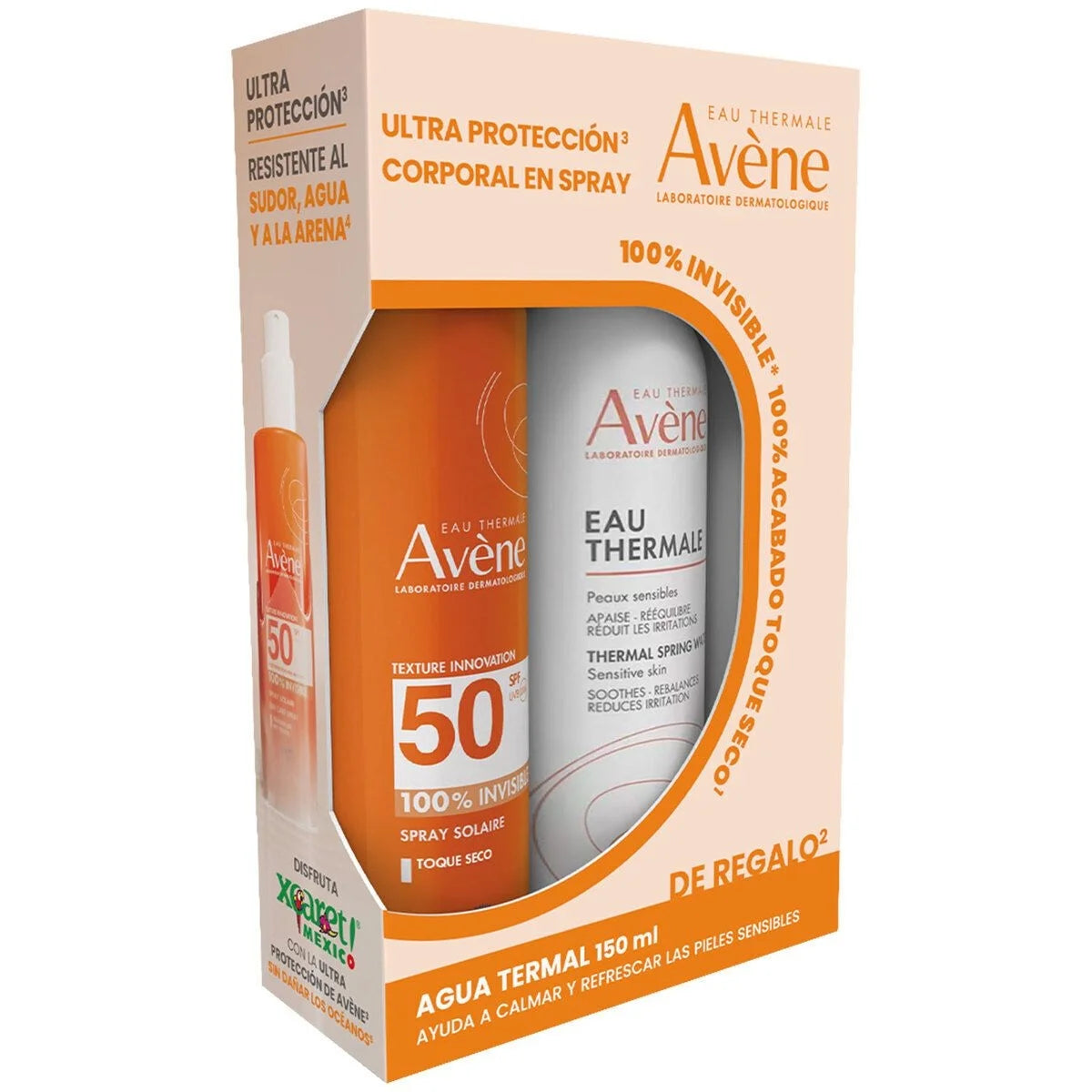 Avene – Kit SPF50 Sun Spray 100% Invisible + Eau Thermal Spray – 200 + 150 ml.