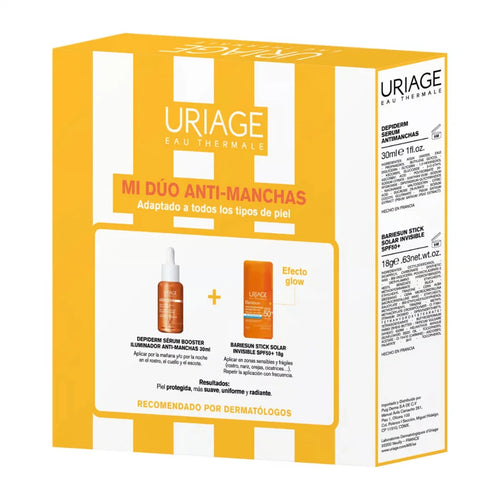 Uriage – Kit Dépiderm Sérum Booster Iluminador Anti-Manchas + Bariésun Stick Solar Invisible SPF50+ – 30 ml. + 18 gr.