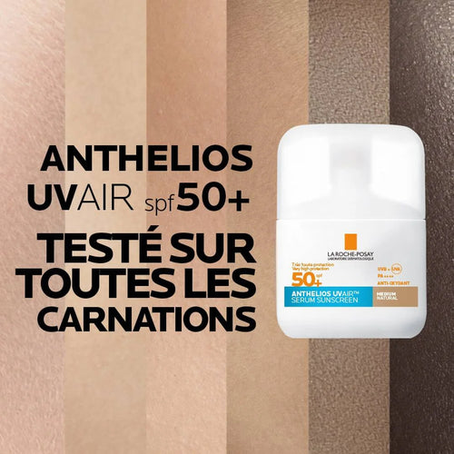 La Roche Posay – Anthelios UVAir Sérum Protector Solar SPF50+ Tono Medio – 50 ml.