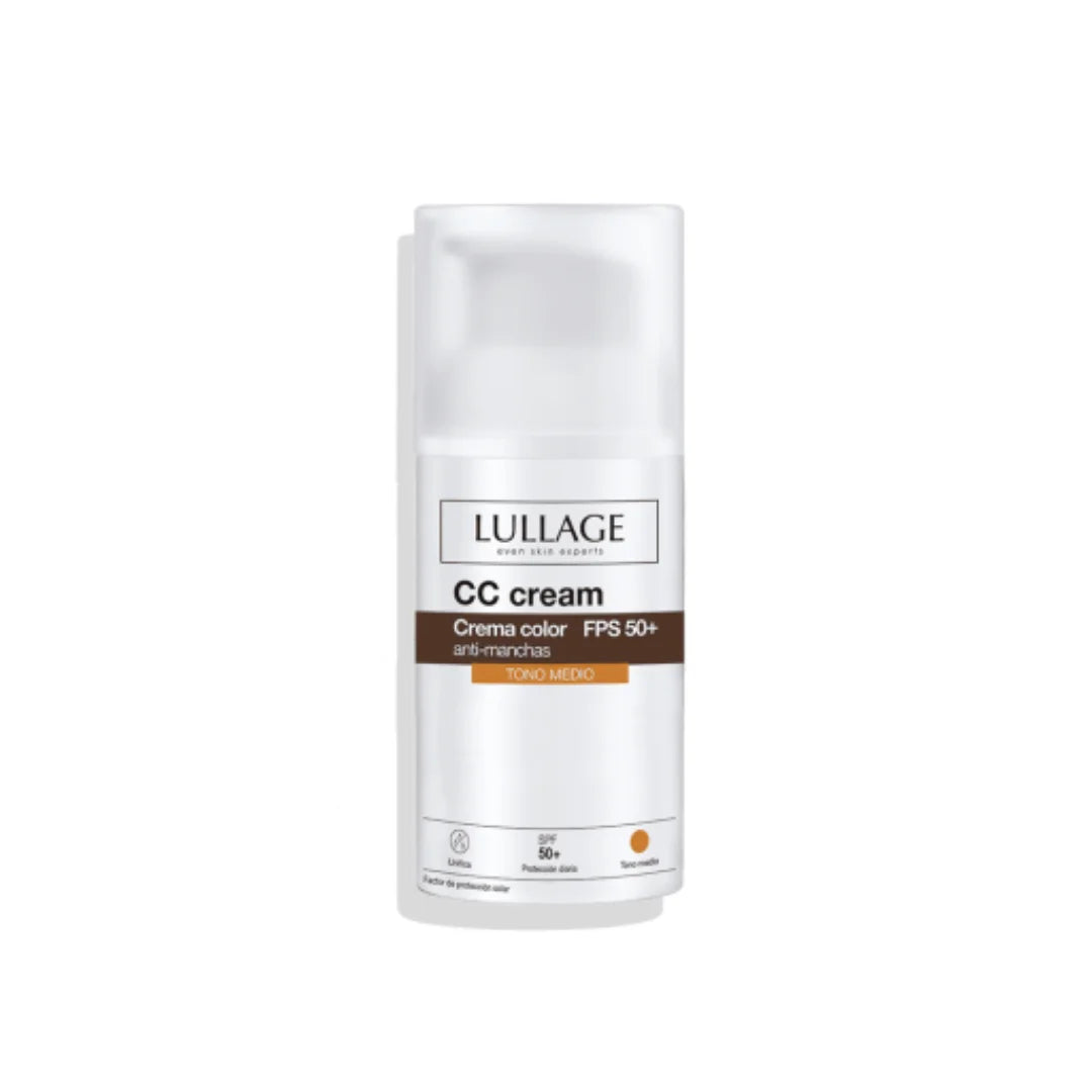 Lullage – CC Cream Crema Color Anti-Manchas FPS50+ Tono Medio – 30 ml.