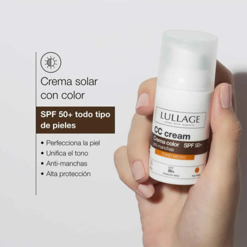 Lullage – CC Cream Crema Color Anti-Manchas FPS50+ Tono Medio – 30 ml.