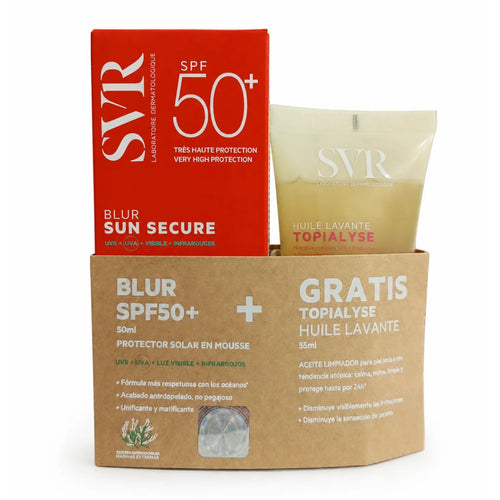 SVR – Kit Sun Secure Blur SPF50+ + Topialyse Huile Lavante – 50 + 55 ml.