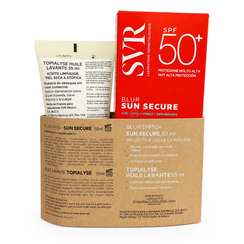 SVR – Kit Sun Secure Blur SPF50+ + Topialyse Huile Lavante – 50 + 55 ml.