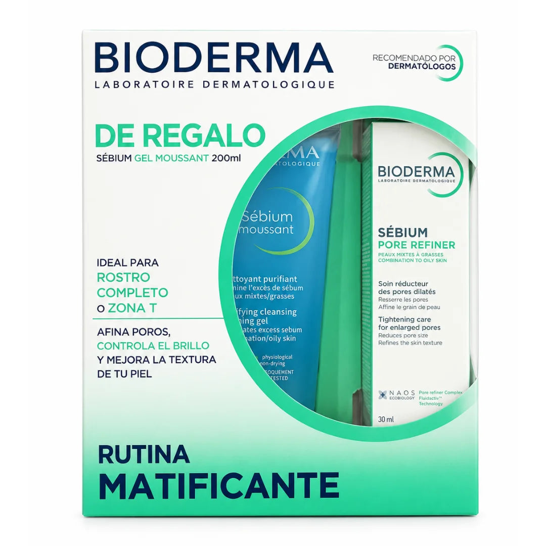 Bioderma – Kit Sébium Gel Moussant + Sébium Pore Refiner – 200 + 30 ml.
