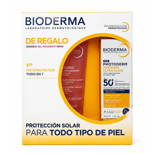 Bioderma – Kit Photoderm Xdefense Ultra-Fluid SPF50+ + Sensibio Gel Moussant – 40 + 100 ml.