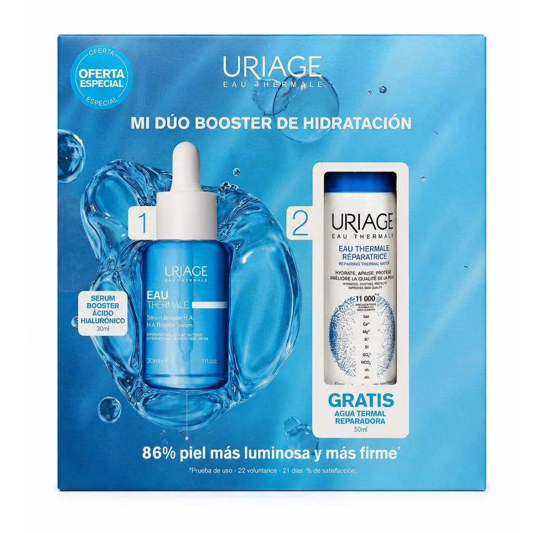 Uriage – Kit Eau Thermale Sérum Booster H.A. + Agua Termal de Uriage – 30 + 50 ml.
