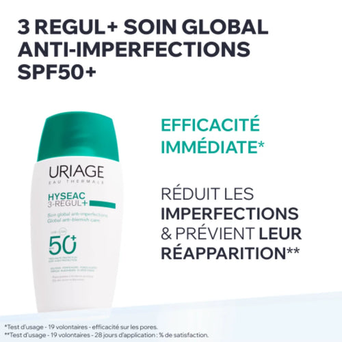 Uriage – Hyséac 3-Regul+ Tratamiento Global Anti-Imperfecciones SPF50+ – 50 ml.