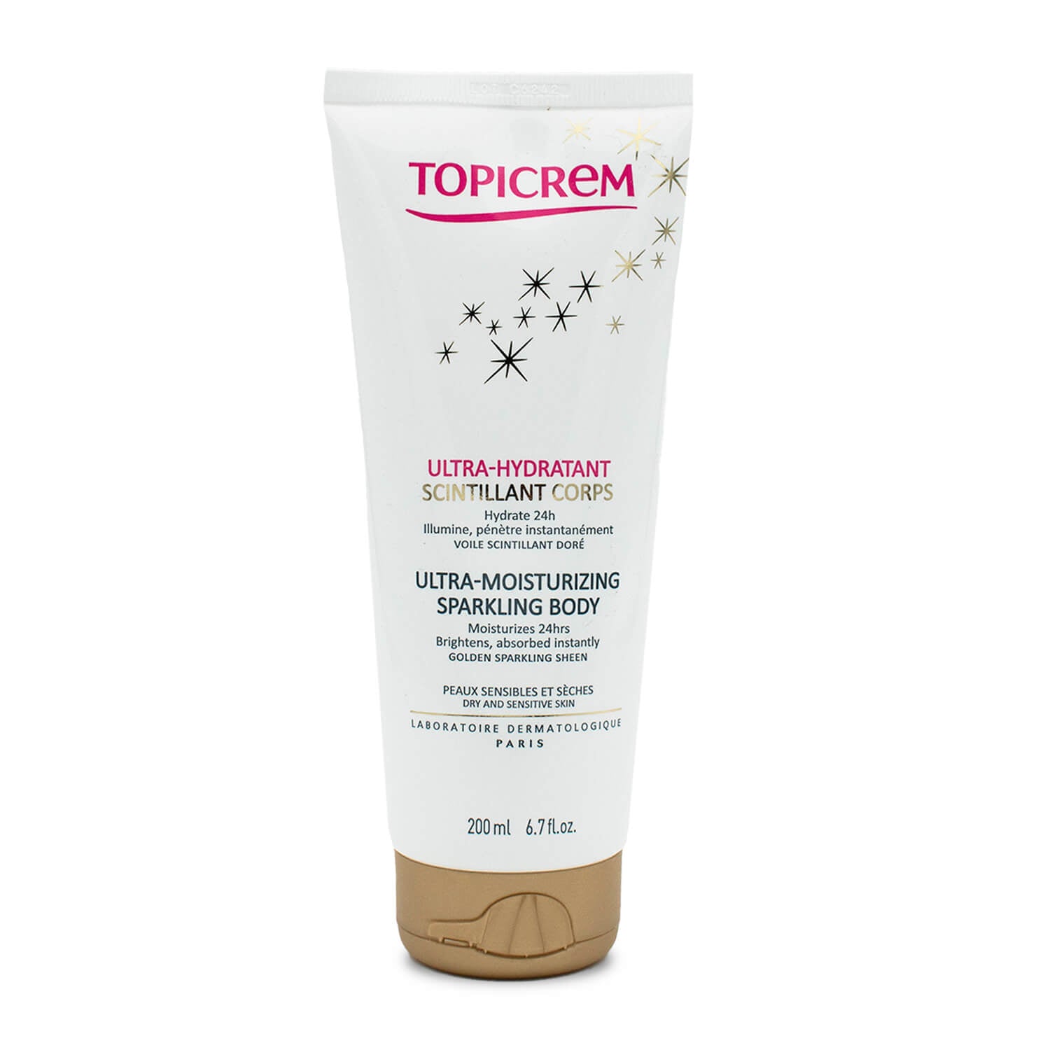 Topicrem - Crema para la Piel Sensible Leche Corporal Ultra-hidratante Efecto Brillante - 200 ml.