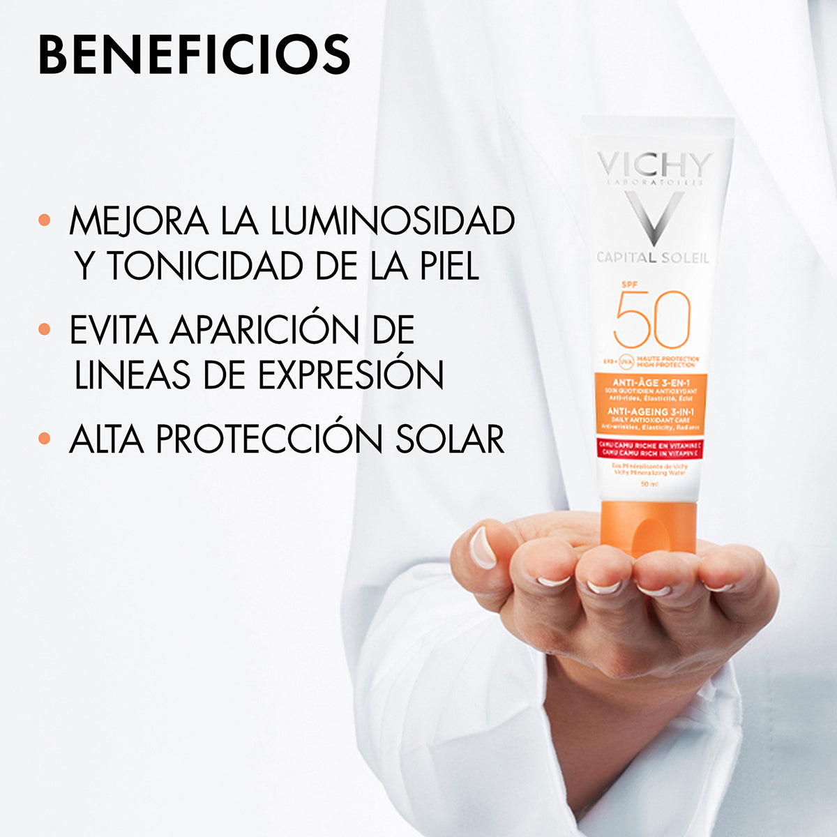 Vichy - Capital Soleil Anti-edad 3 en 1, SPF 50  - 50 ml.