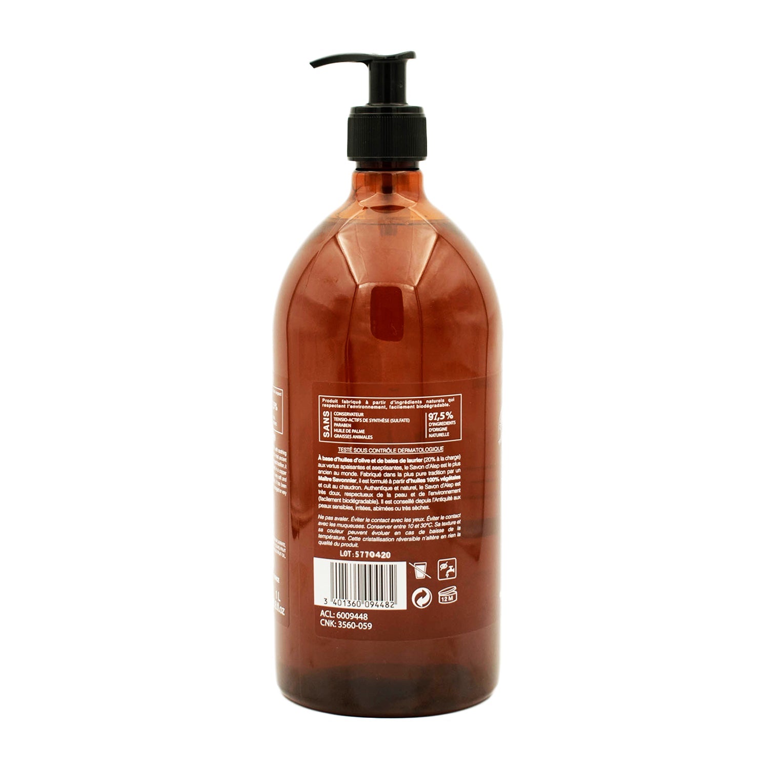 Beauterra - Jabón Artesanal Líquido de Alepo Aceite de Laurel - 1 L