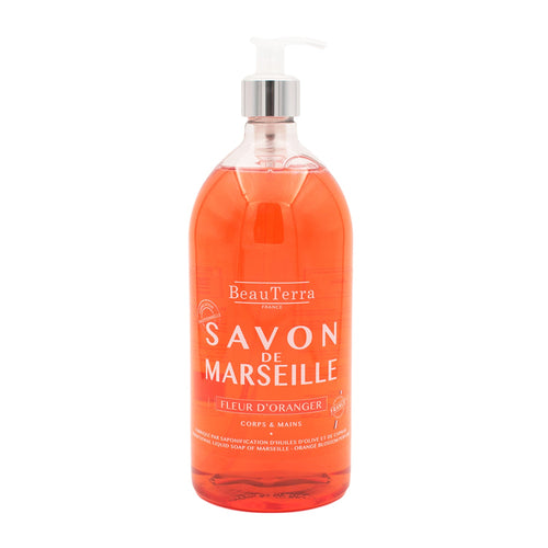 Beauterra - Jabón Artesanal Líquido de Marsella Flor de Naranjo - 1 L
