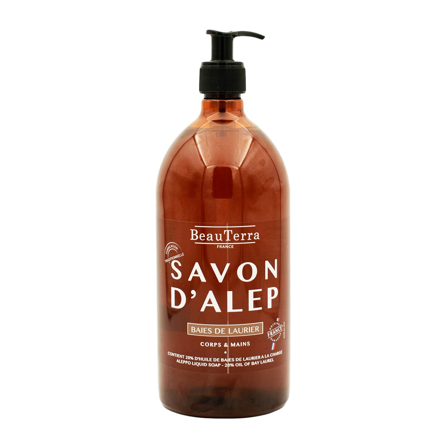 Beauterra - Jabón Artesanal Líquido de Alepo Aceite de Laurel - 1 L