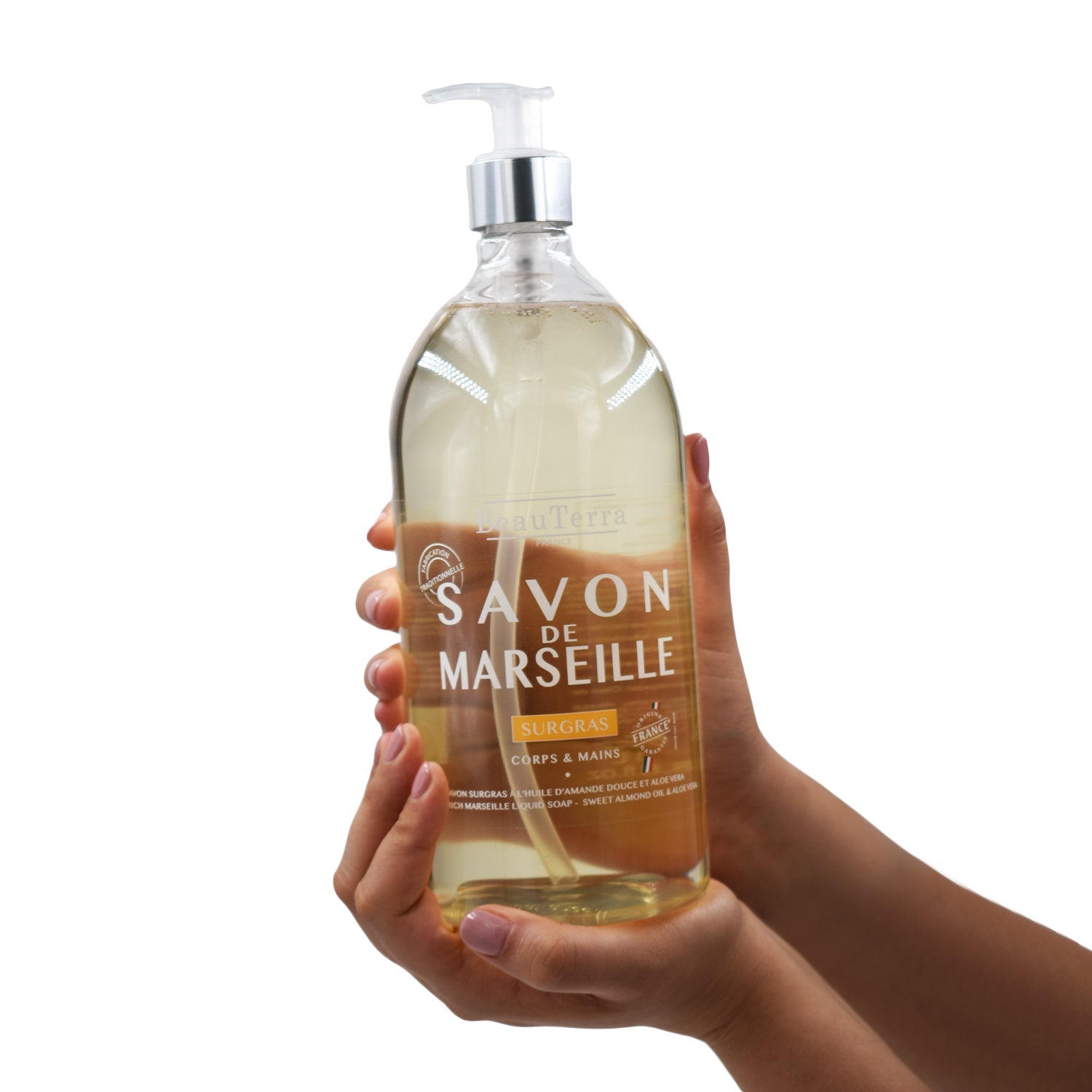 Beauterra - Jabón Artesanal Líquido de Marsella Aceite de Almendras Dulces Ultra Hidratante - 1 L