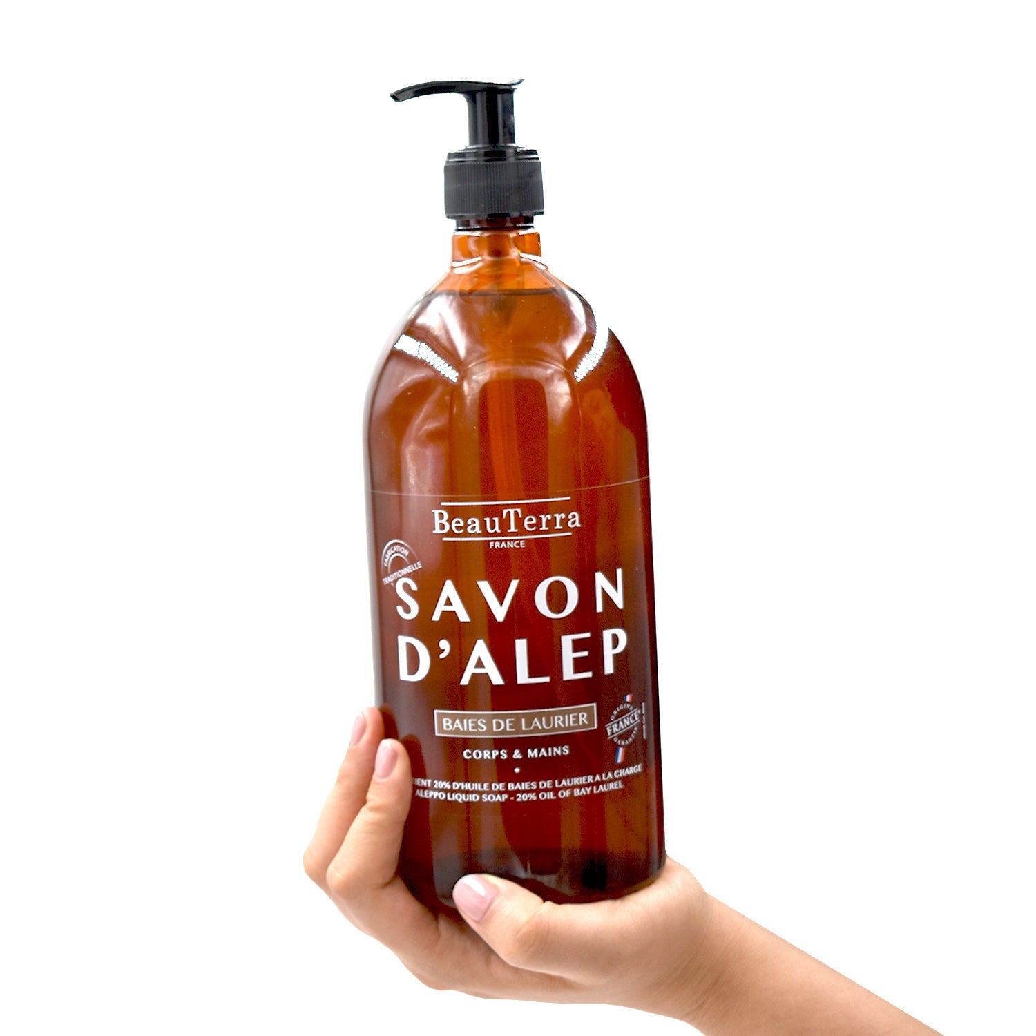 Beauterra - Jabón Artesanal Líquido de Alepo Aceite de Laurel - 1 L