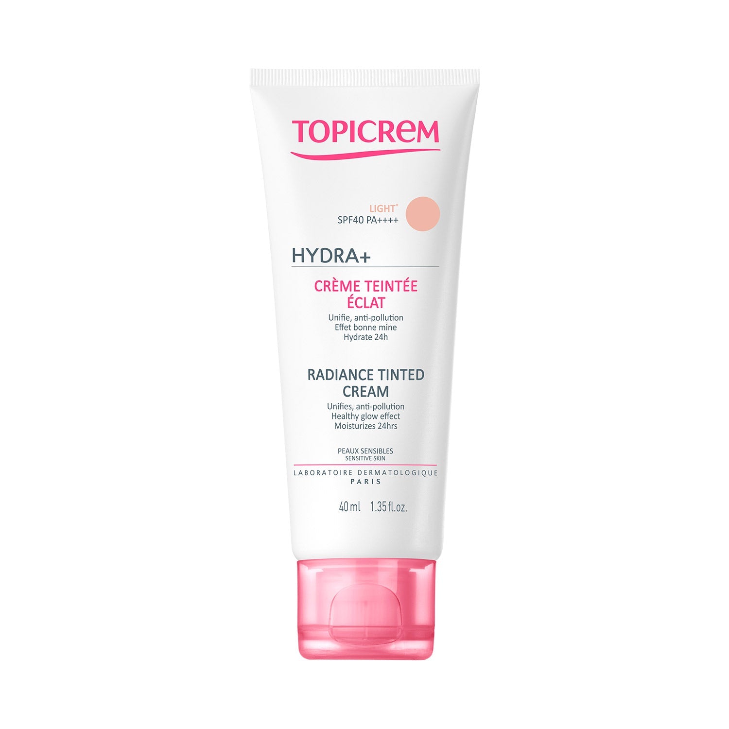 Topicrem - Hydra+ Crema para la Piel Sensible con Color Iluminadora Tono Ligero - 40 ml