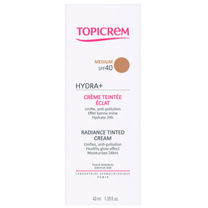 Topicrem - Hydra+ Crema para la Piel Sensible con Color Iluminadora Tono Medio - 40 ml